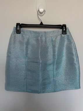 Skylar + Madison Light Blue Sparkle Mini Skirt with Zipper